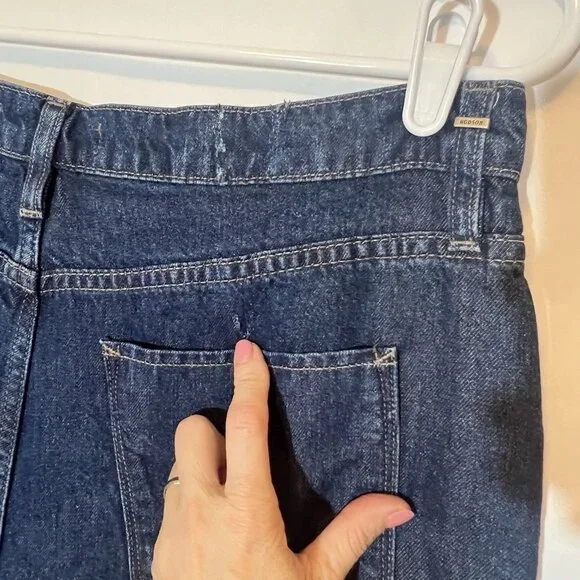 Hudson Anthropologie Women Jeans Holly Wide Leg Cropped Size 32 Blue Denim Zip - Picture 10 of 16